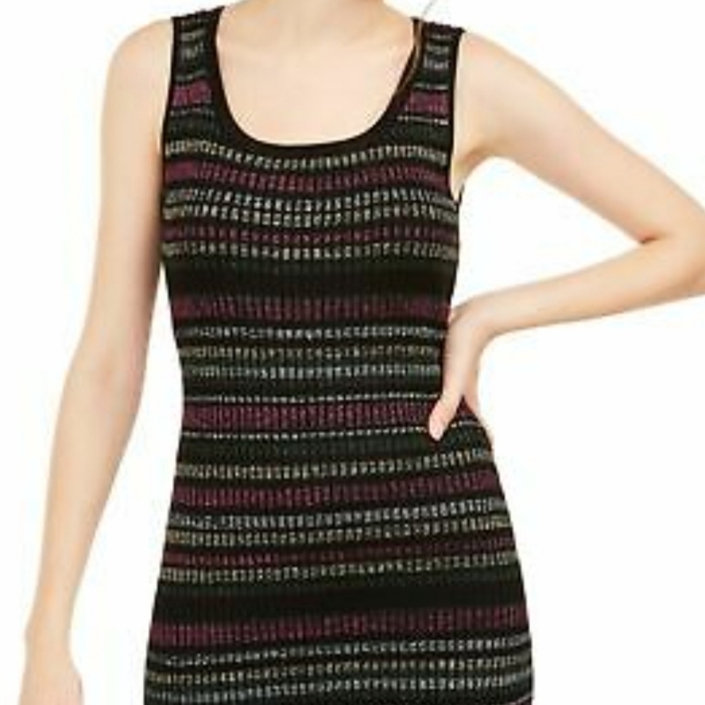 Planet Gold Metallic Strp Ribbed Dress